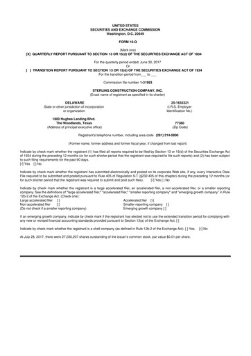 Thumbnail Sterling Infrastructure 10-Q Quarterly Report FY2017 