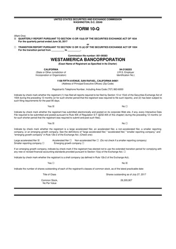 Vorschaubild Westamerica Bancorporation
 10-Q Quartalsbericht 2017 