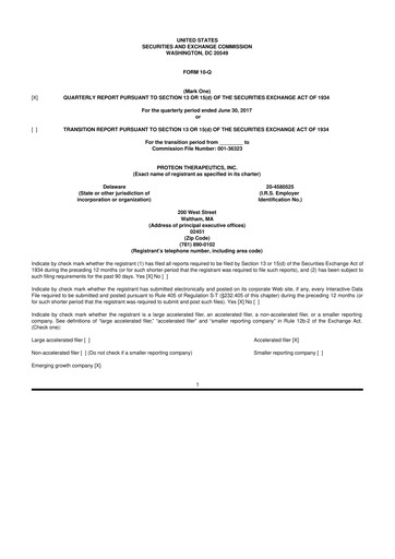Thumbnail Protara Therapeutics 10-Q Quarterly Report FY 