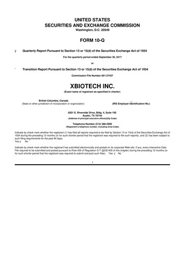 Thumbnail XBiotech 10-Q Quarterly Report FY 