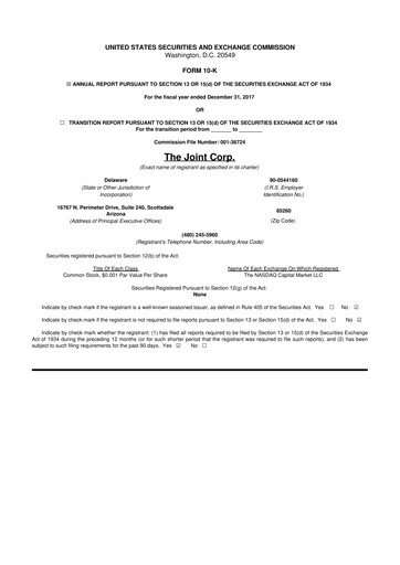 Thumbnail The Joint Corp. 10-K Annual Report 2017