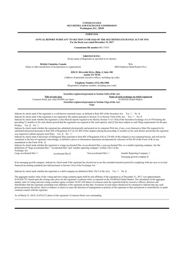 Thumbnail XBiotech 10-K Annual Report 2017