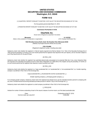 Thumbnail Clearfield 10-Q Quarterly Report FY2018 