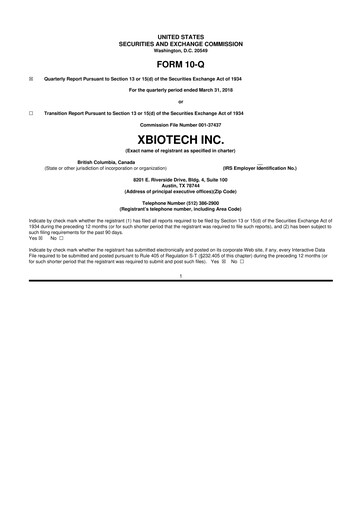 Thumbnail XBiotech 10-Q Quarterly Report FY 