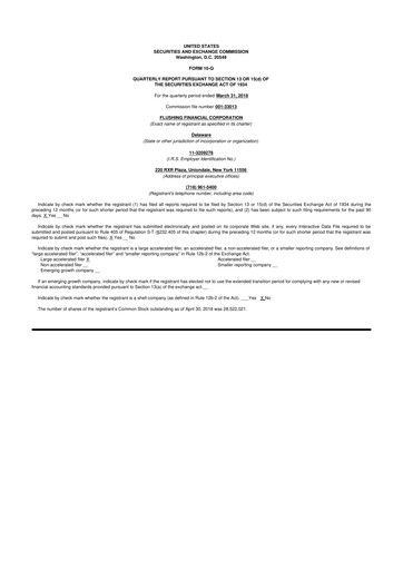 Thumbnail Flushing Financial Corp 10-Q Quarterly Report FY2018 