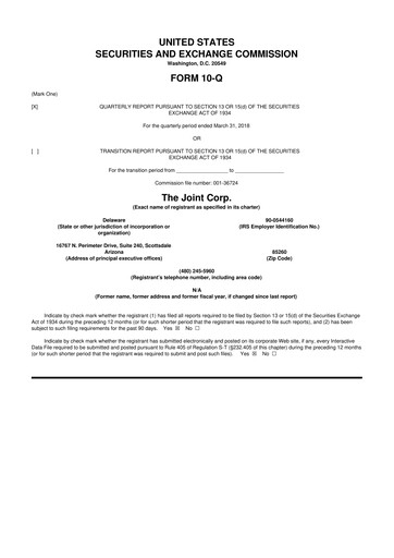 Thumbnail The Joint Corp. 10-Q Quarterly Report FY2018 