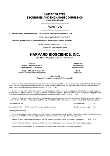 Vorschaubild Harvard Bioscience 10-Q Quartalsbericht 2018 