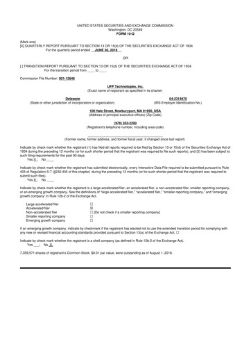 Vorschaubild UFP Technologies
 10-Q Quartalsbericht 2018 