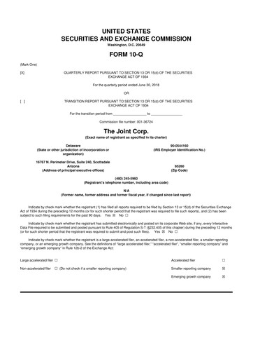 Thumbnail The Joint Corp. 10-Q Quarterly Report FY2018 