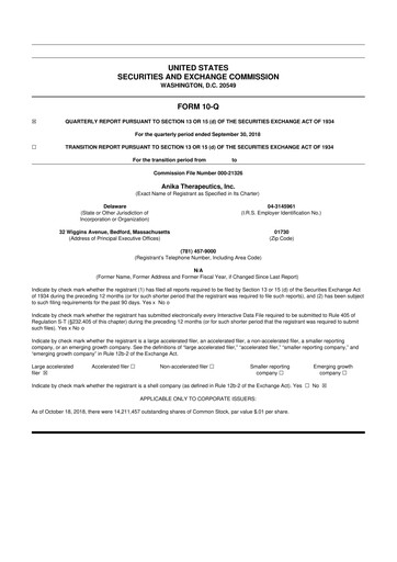 Thumbnail Anika Therapeutics 10-Q Quarterly Report FY2018 