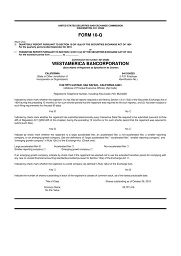 Vorschaubild Westamerica Bancorporation
 10-Q Quartalsbericht 2018 