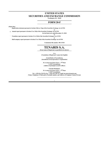 Thumbnail Tenaris 20-F Annual Report 2018