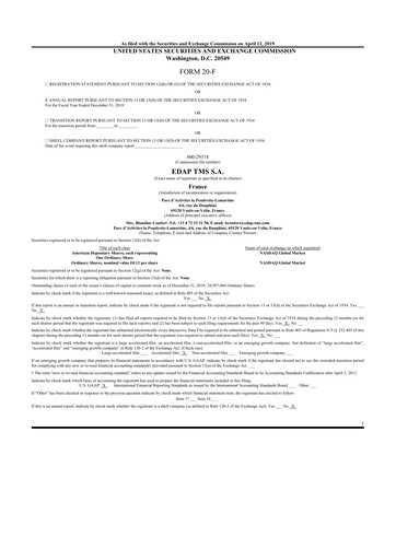 Thumbnail EDAP TMS 20-F Annual Report 2018