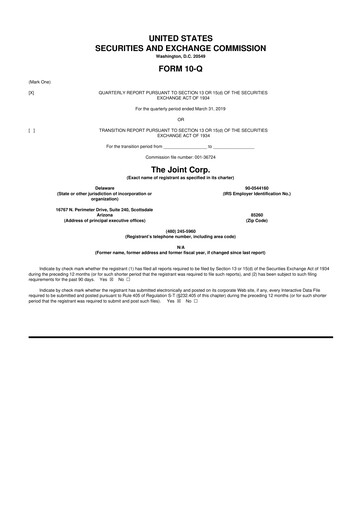 Thumbnail The Joint Corp. 10-Q Quarterly Report FY2019 