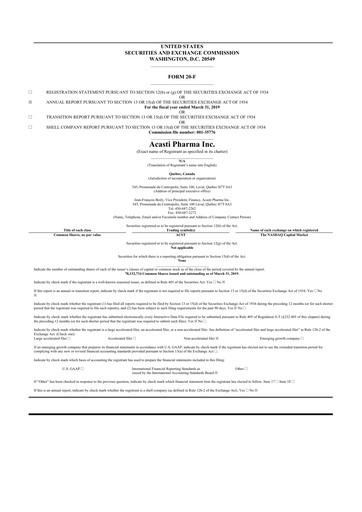 Thumbnail Grace Therapeutics 20-F Annual Report 2019