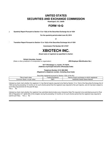 Thumbnail XBiotech 10-Q Quarterly Report FY 