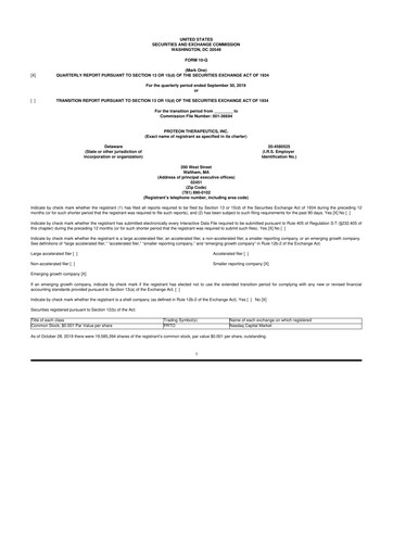 Thumbnail Protara Therapeutics 10-Q Quarterly Report FY 