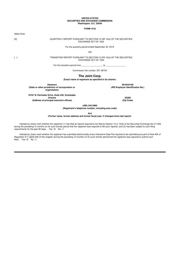 Thumbnail The Joint Corp. 10-Q Quarterly Report FY2019 