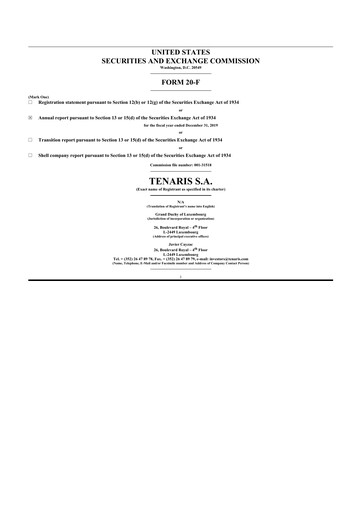 Thumbnail Tenaris 20-F Annual Report 2019