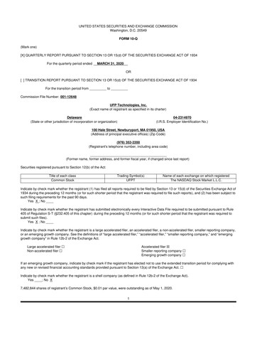 Vorschaubild UFP Technologies
 10-Q Quartalsbericht 2020 