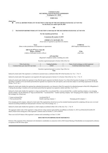 Thumbnail America's Car-Mart 10-K Annual Report 2020