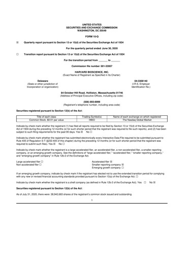 Vorschaubild Harvard Bioscience 10-Q Quartalsbericht 2020 