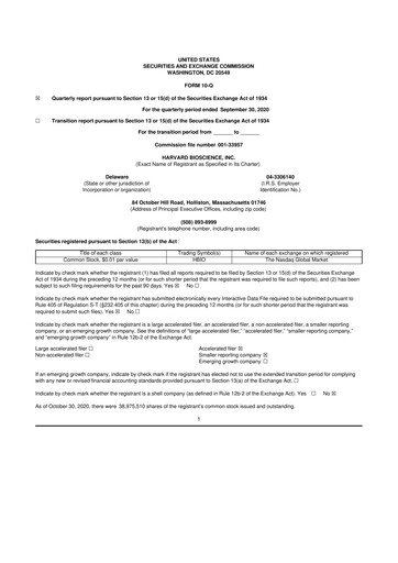 Vorschaubild Harvard Bioscience 10-Q Quartalsbericht 2020 