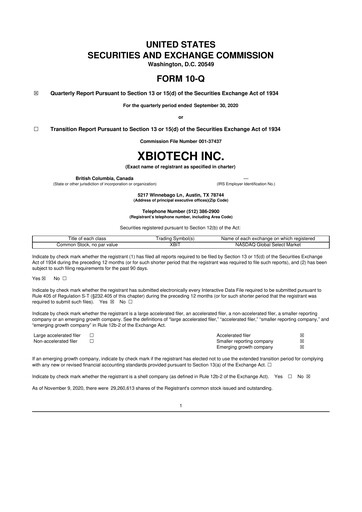 Thumbnail XBiotech 10-Q Quarterly Report FY 