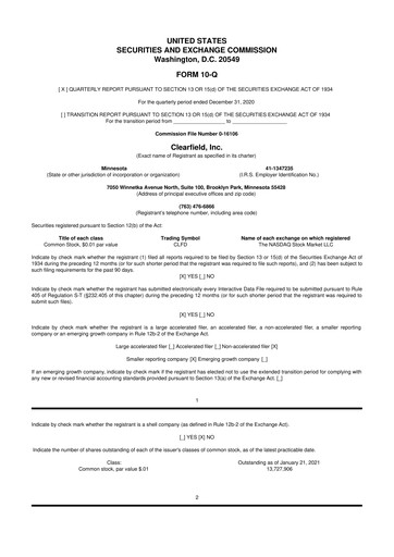 Thumbnail Clearfield 10-Q Quarterly Report FY2021 