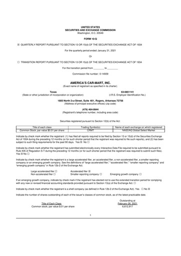 Thumbnail America's Car-Mart 10-Q Quarterly Report FY2021 