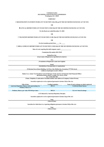 Vorschaubild BrainsWay 20-F Jahresbericht 2020