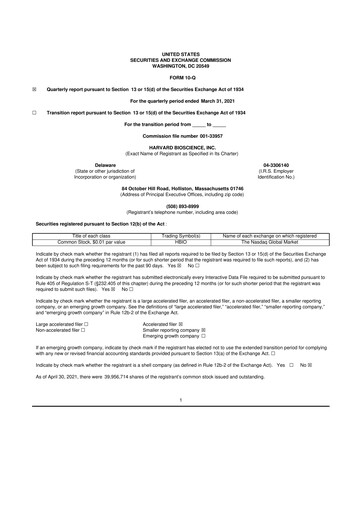 Vorschaubild Harvard Bioscience 10-Q Quartalsbericht 2021 