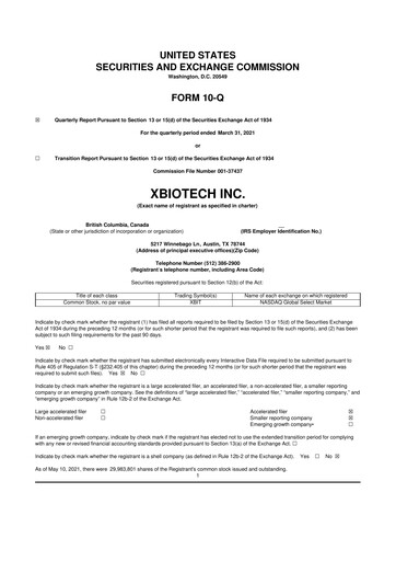 Thumbnail XBiotech 10-Q Quarterly Report FY 