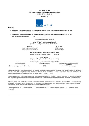 Thumbnail ServisFirst Bancshares 10-Q Quarterly Report FY2021 