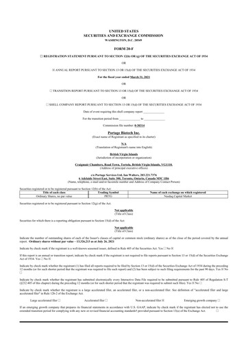 Vorschaubild Portage Biotech 20-F Jahresbericht 2021