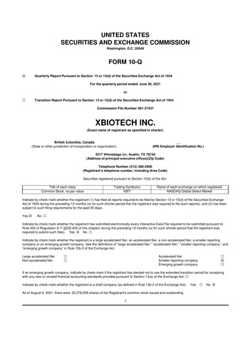 Thumbnail XBiotech 10-Q Quarterly Report FY 