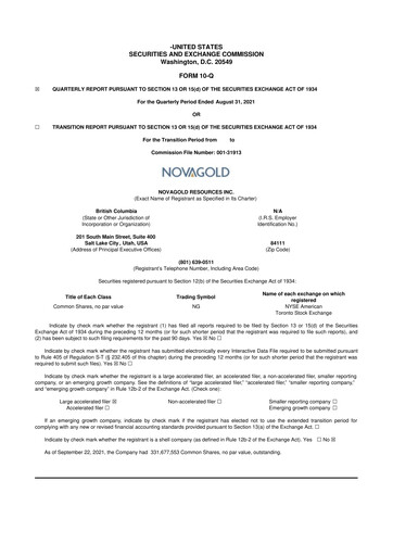 Thumbnail NovaGold Resources
 10-Q Quarterly Report FY2021 