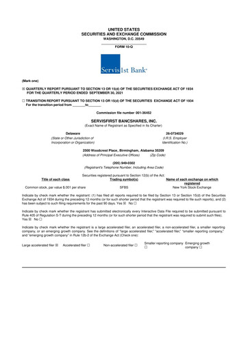 Thumbnail ServisFirst Bancshares 10-Q Quarterly Report FY2021 
