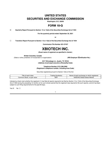 Thumbnail XBiotech 10-Q Quarterly Report FY 