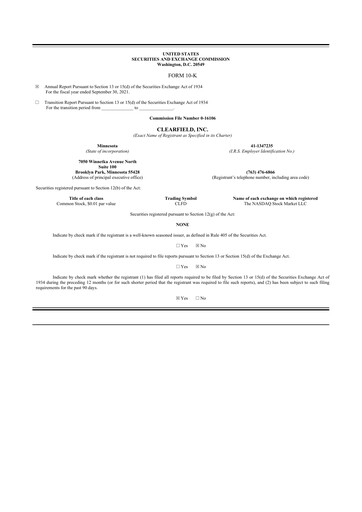 Thumbnail Clearfield 10-K Annual Report 2021