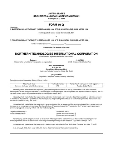 Thumbnail Northern Technologies International 10-Q Quarterly Report FY2022 