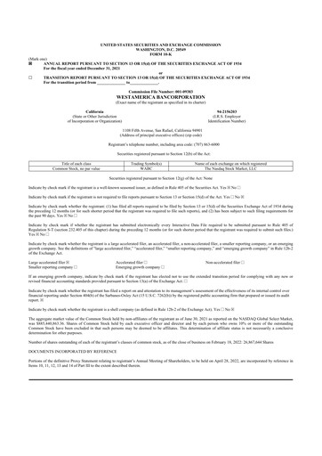 Thumbnail Westamerica Bancorporation
 10-K Annual Report 2021