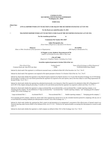 Thumbnail Anika Therapeutics 10-K Annual Report 2021