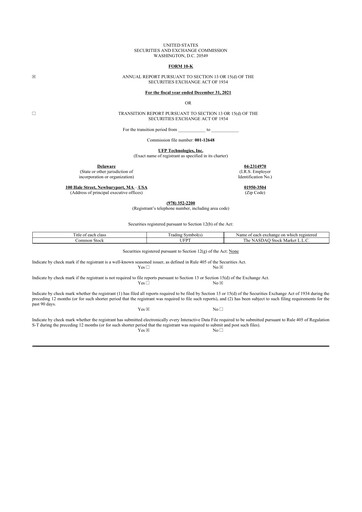 Thumbnail UFP Technologies
 10-K Annual Report 2021