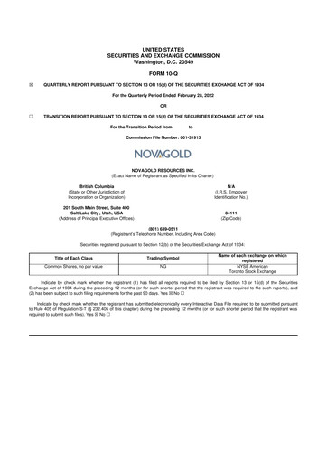 Thumbnail NovaGold Resources
 10-Q Quarterly Report FY2022 