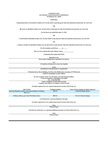 Vorschaubild BrainsWay 20-F Jahresbericht 2021