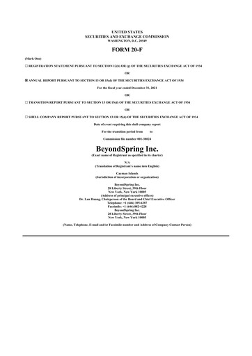 Vorschaubild BeyondSpring 20-F Jahresbericht 2021