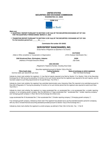 Thumbnail ServisFirst Bancshares 10-Q Quarterly Report FY2021 