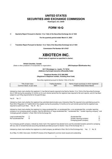 Thumbnail XBiotech 10-Q Quarterly Report FY 