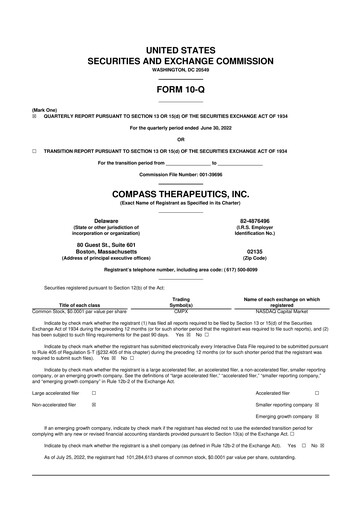 Thumbnail Compass Therapeutics 10-Q Quarterly Report FY 